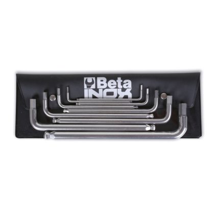   96BPINOX/B9 6 darabos hatlapfejű hajlított belső kulcs rozsdamentes acélból, tasakban