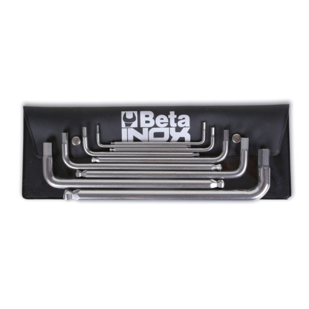 96BPINOX/B9 6 darabos hatlapfejű hajlított belső kulcs rozsdamentes acélból, tasakban