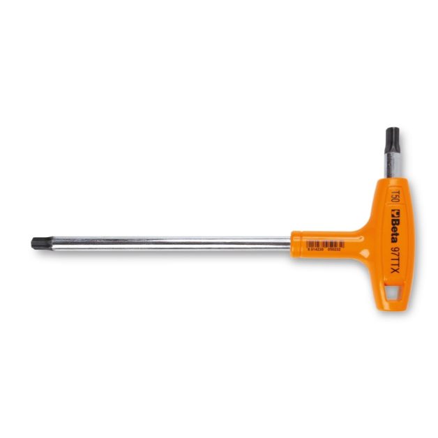 97TTx 25 T-szárú Torx®-imbuszkulcs, műanyag markolattal, krómozott, fekete hegyek