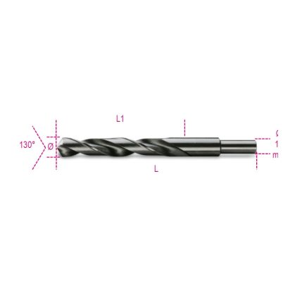   412A Rövid nagyméretű csigafúró 13 mm-es hengeres szárral, HSS, köszörült, barnított