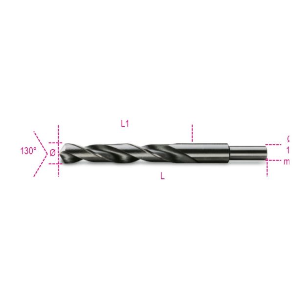 412A Rövid nagyméretű csigafúró 13 mm-es hengeres szárral, HSS, köszörült, barnított