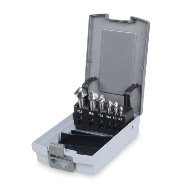 426A/SP6 6 darabos süllyesztő maró készlet, három aszimmetrikus vágóéllel, gyorsacélból (HSS)