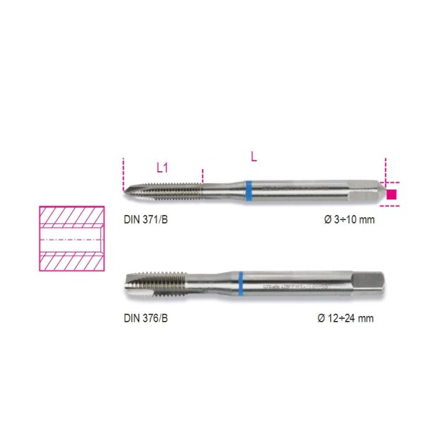 428FP Egyenes hornyú gépi menetfúró, HSS