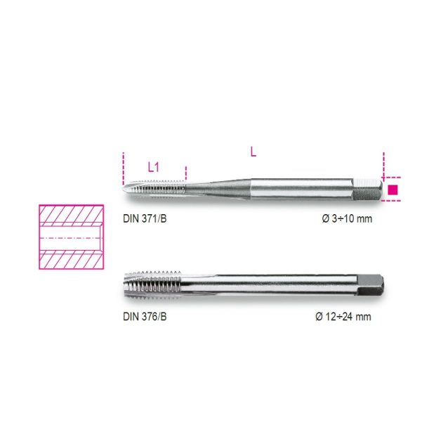 428FP 4 Egyenes hornyú gépi menetfúró, HSS