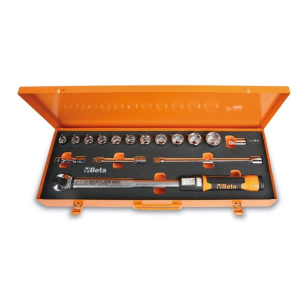 666/C20 Zero-Reset kioldó nyomatékkulcs dobozban, dugókulcsokkal és hosszabbítókkal