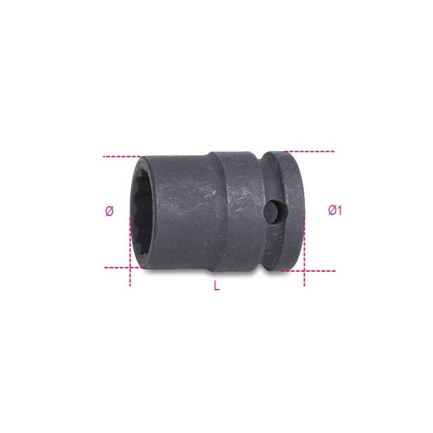720B 14 Tizenkétszögű gépi dugókulcs, 1/2"-os négyszögletes csatlakozó, standard sorozat, foszfátozott
