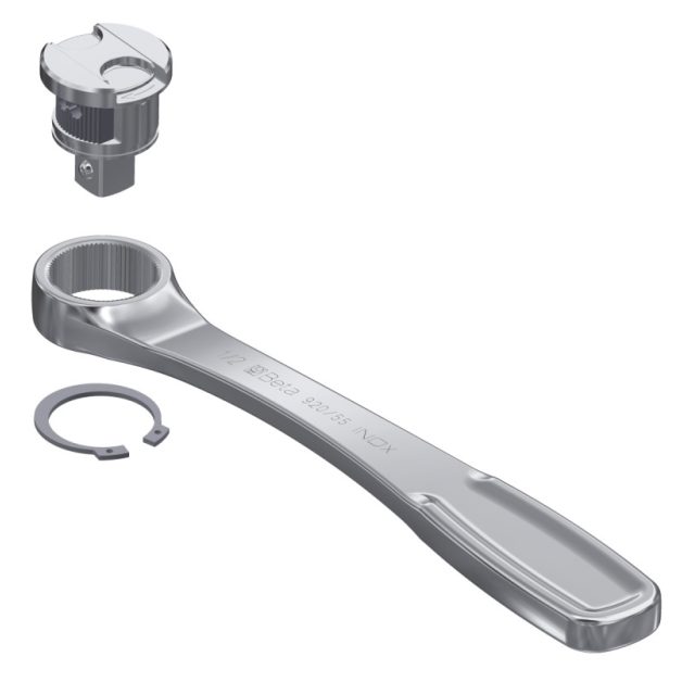920/55INOX Irányváltós emelő 1/2"-es pozitív szögletes csatlakozóval, rozsdamentes acélból