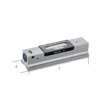   1699L/1 Precíziós vízmérték kokillaöntvény, köszörült prizmaalaplappal, 2 törésbiztos libella, fadobozban, pontosság: 0.02 mm/m