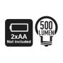 1833S LED zseblámpa intenzív fényerővel, robusztus eloxált alumíniumból, 500 lumenig