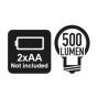 1833S LED zseblámpa intenzív fényerővel, robusztus eloxált alumíniumból, 500 lumenig