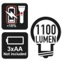 1833L LED zseblámpa intenzív fényerővel, robusztus eloxált alumíniumból, 1 100 lumenig