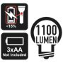1833L LED zseblámpa intenzív fényerővel, robusztus eloxált alumíniumból, 1 100 lumenig
