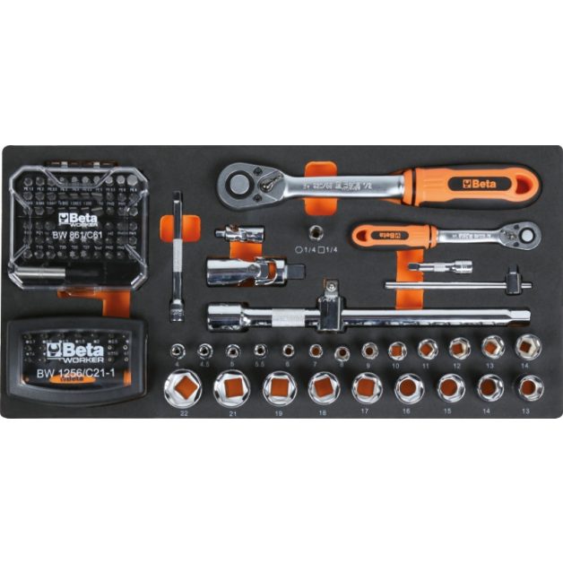 BW 2200E/21 Worker 3 fiókos szerszámos láda 159 darabos szerszámkészlettel