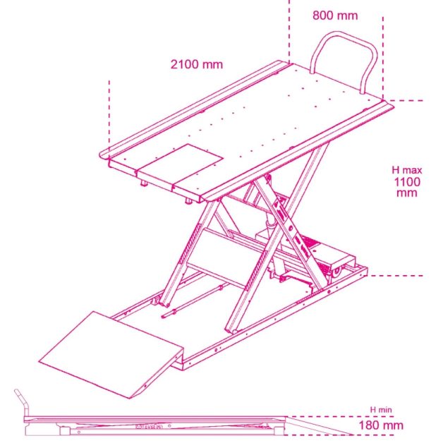 3050/O Elektro-hidraulikus motorkerékpár emelő, 600 kg