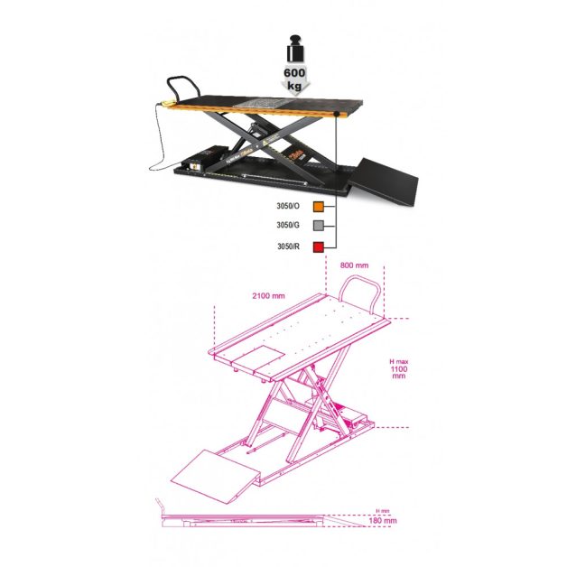 3050/G Elektro-hidraulikus motorkerékpár emelő, 600 kg