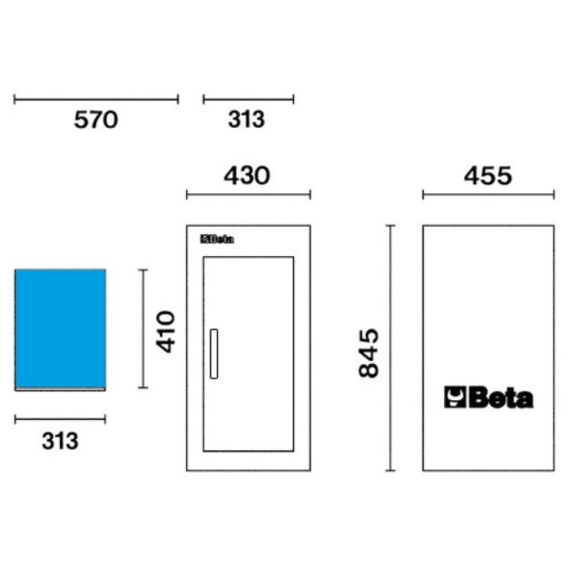 C38L A Szerszámszekrény ajtóval belső szerszámtartóval