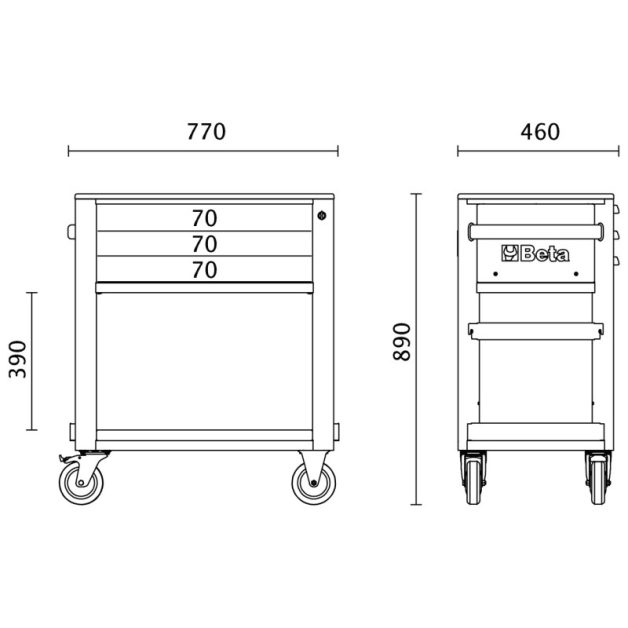 RSC51 3 fiókos szerszámkocsi