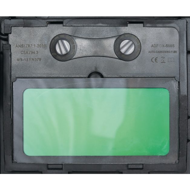 7043LCD Hegesztőpajzs automatikus sötétedéssel, ívhegesztéshez; MIG/MAG, TIG és plazmahegesztéshez, napelemes tápegység