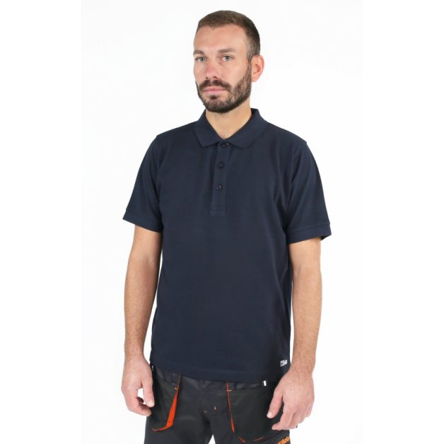 7552BL Három gombos munka pólóing, piqué pamut, 200 g/m3, kék
