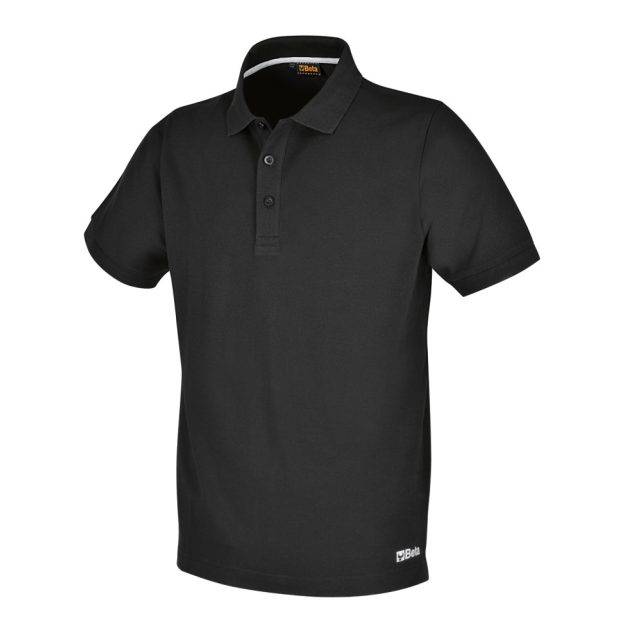 7552N Három gombos pólóing, piqué pamut, 200 g/m2, fekete
