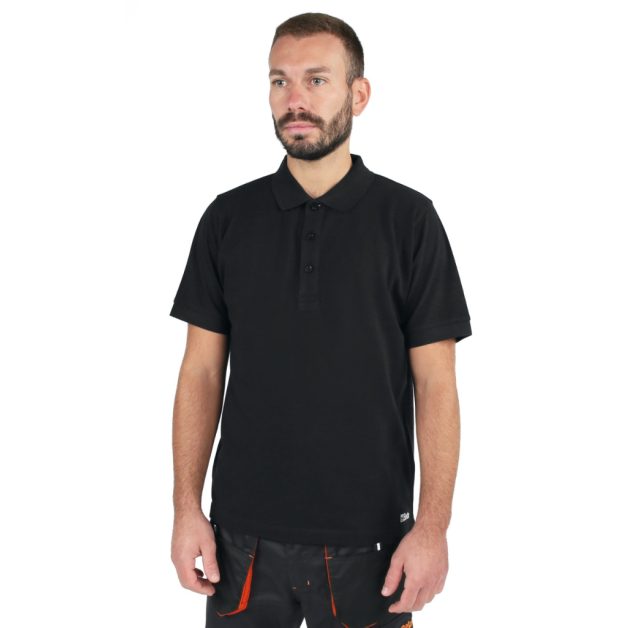 7552N Három gombos pólóing, piqué pamut, 200 g/m2, fekete