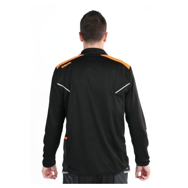 7563N XS Rácsos mikropolár pulóver rövid cipzárral, fekete