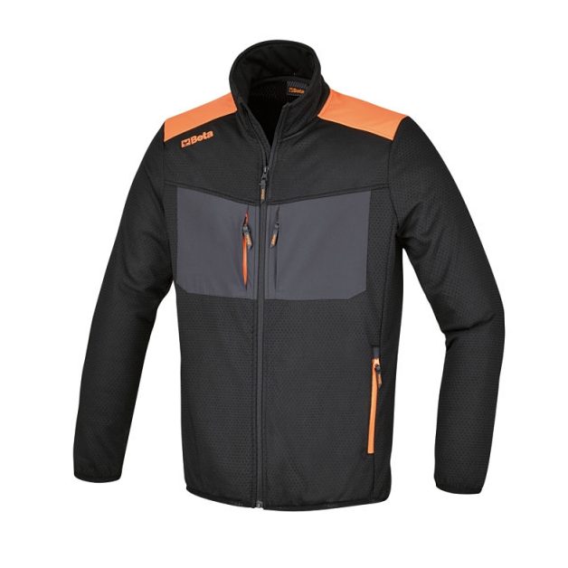 7564N XS Szellőző elasztikus polárdzseki, sokzsebes, fekete