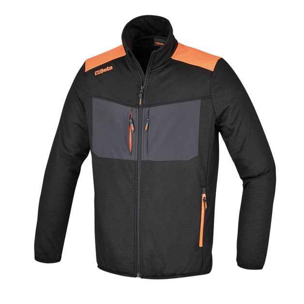 7564N M Szellőző elasztikus polárdzseki, sokzsebes, fekete