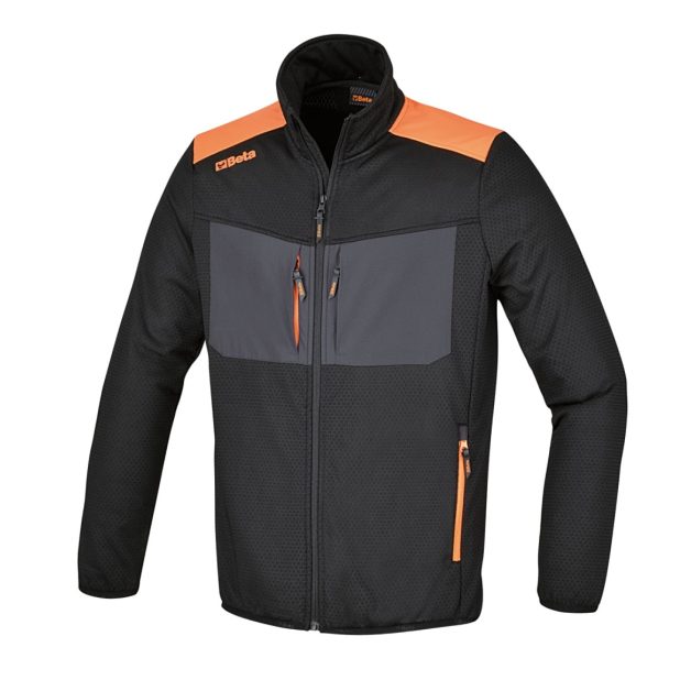 7564N XXL Szellőző elasztikus polárdzseki, sokzsebes, fekete