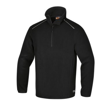   7636N/XL Mikropolár pulóver rövid cipzárral, 180 g/m2fekete, fényvisszaverő részekkel