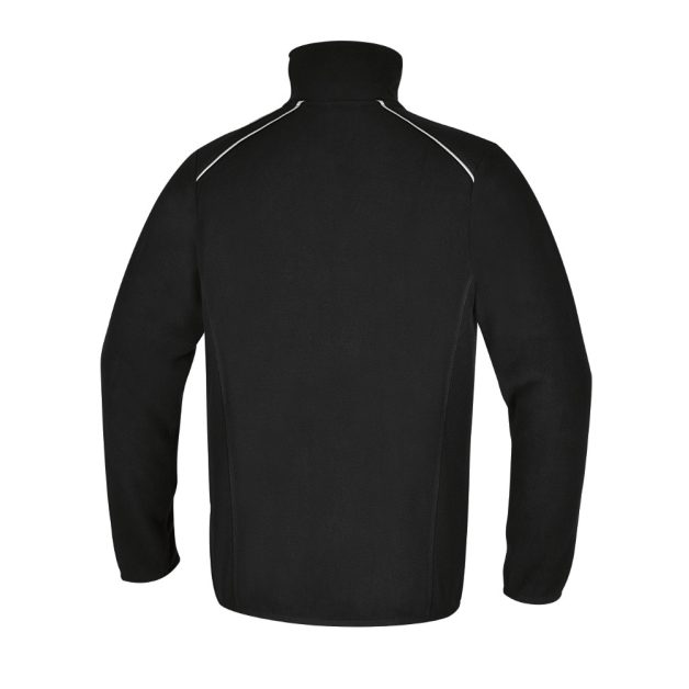 7636N/M Mikropolár pulóver rövid cipzárral, 180 g/m2fekete, fényvisszaverő részekkel