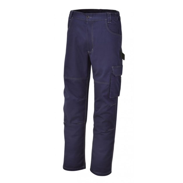 7840BL T/C twill munkanadrág 245g, kék. Derékban oldalt elasztikus