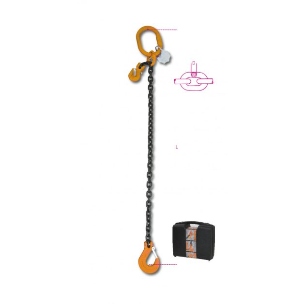 8096 D8-2 rögzítő emelőheveder közelítő horgokkal 1 karos lánc, táskában