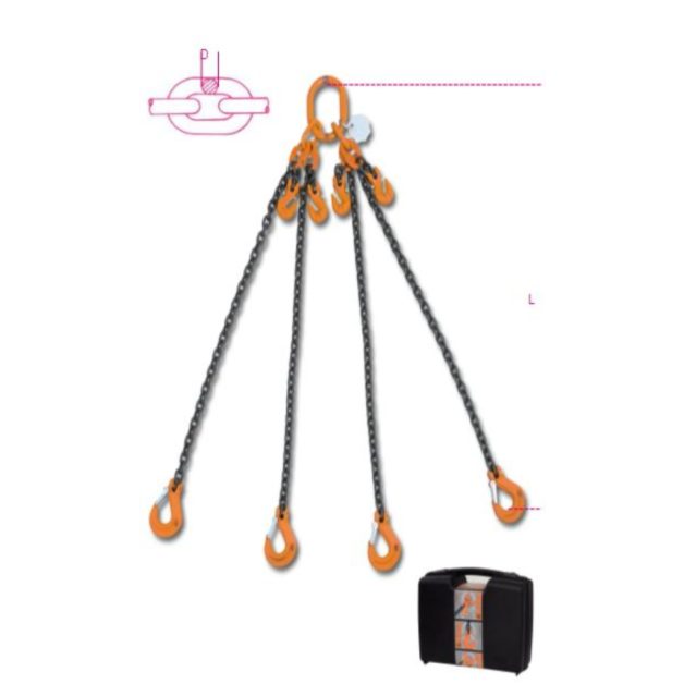 8098 D6-1 rögzítő emelőheveder közelítő horgokkal 4 karos lánc, táskában
