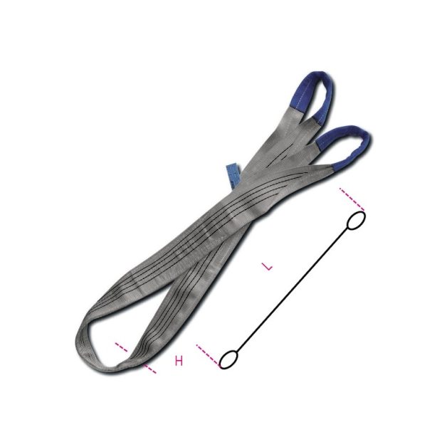 8157 4 t szürke emelőheveder kétrétegű, lapos szalag, erősített karikákkal, nagy ellenállású polieszter (PES)