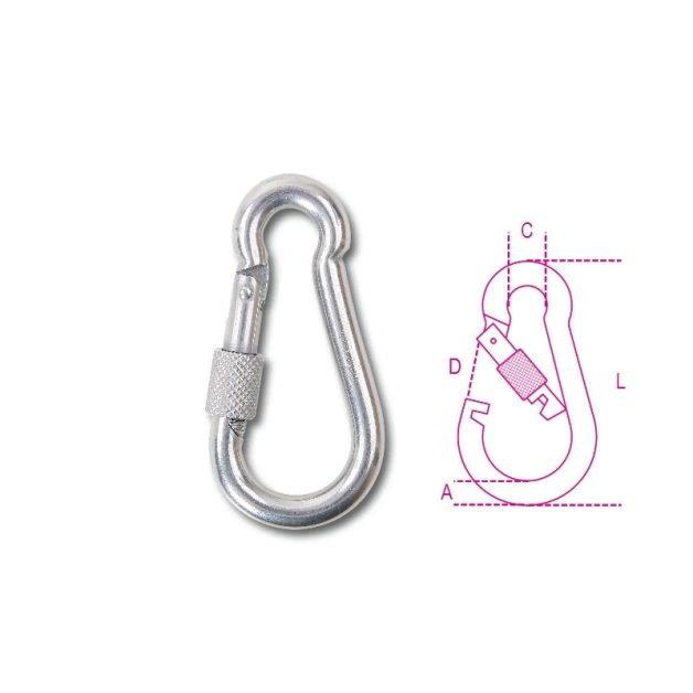 8274G Karabiner horog anyával AISI 316