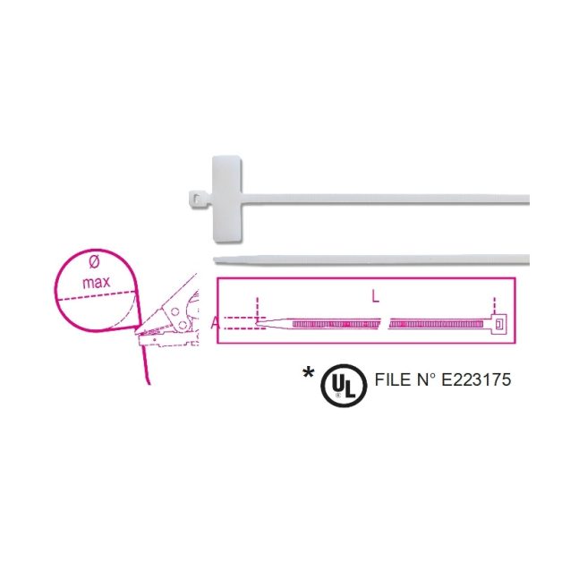 BMBT   Keresztben feliratozható kábelkötegelő szalag, 25x8mm, natúr